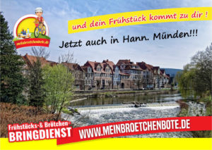 NEU! Samstags & Sonntags Liefern wir auch nach Hann. Münden